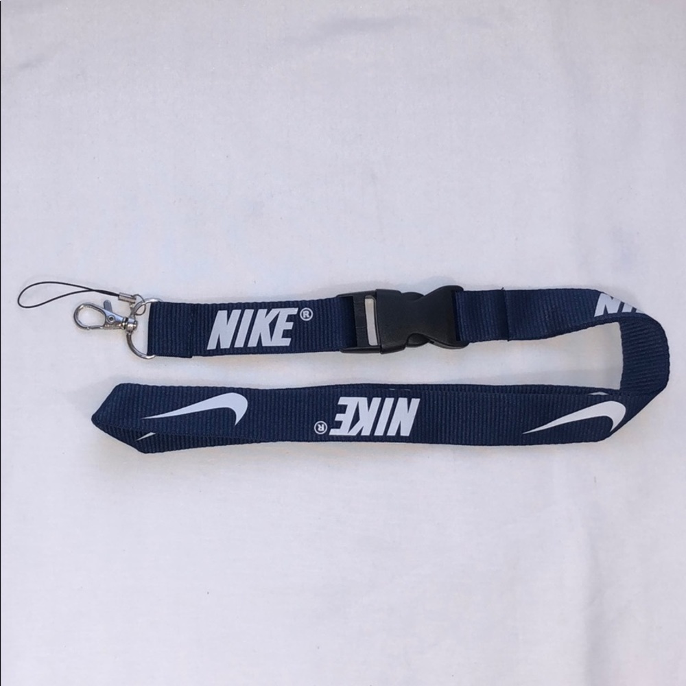New Nike Blue and White Lanyard ID Badge Keychain